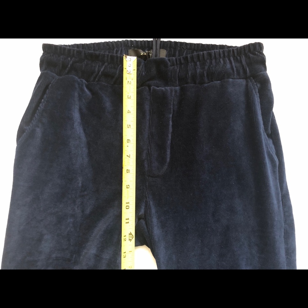 ZARA NWT Navy Corduroy Drawstring Waist Pants Size Large Minimalist Contemporary - Picture 7 of 9